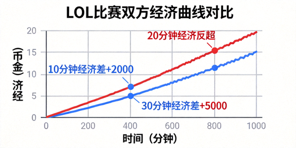 LOL比赛双方经济曲线对比图表